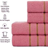 Jogo De Toalha Montreal 2 Banho + 2 Rosto Dourado 100% Algodão Alta Absorção Rosê - 3