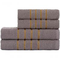 Jogo De Toalha Montreal 2 Banho + 2 Rosto Dourado 100% Algodão Alta Absorção Cinza - 1