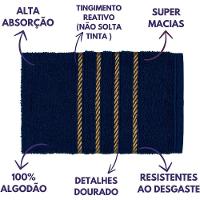 Jogo De Toalha Montreal 2 Banho + 2 Rosto Dourado 100% Algodão Alta Absorção Azul Marinho