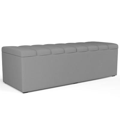 Calçadeira Recamier Baú Para Cama De Casal Queen Dália 195x50 Cm W01 Facto Cinza - Lyam