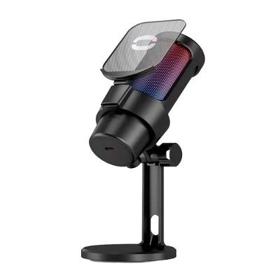 Microfone Gamer Condensador Rgb Alta Sensibilidade Preto