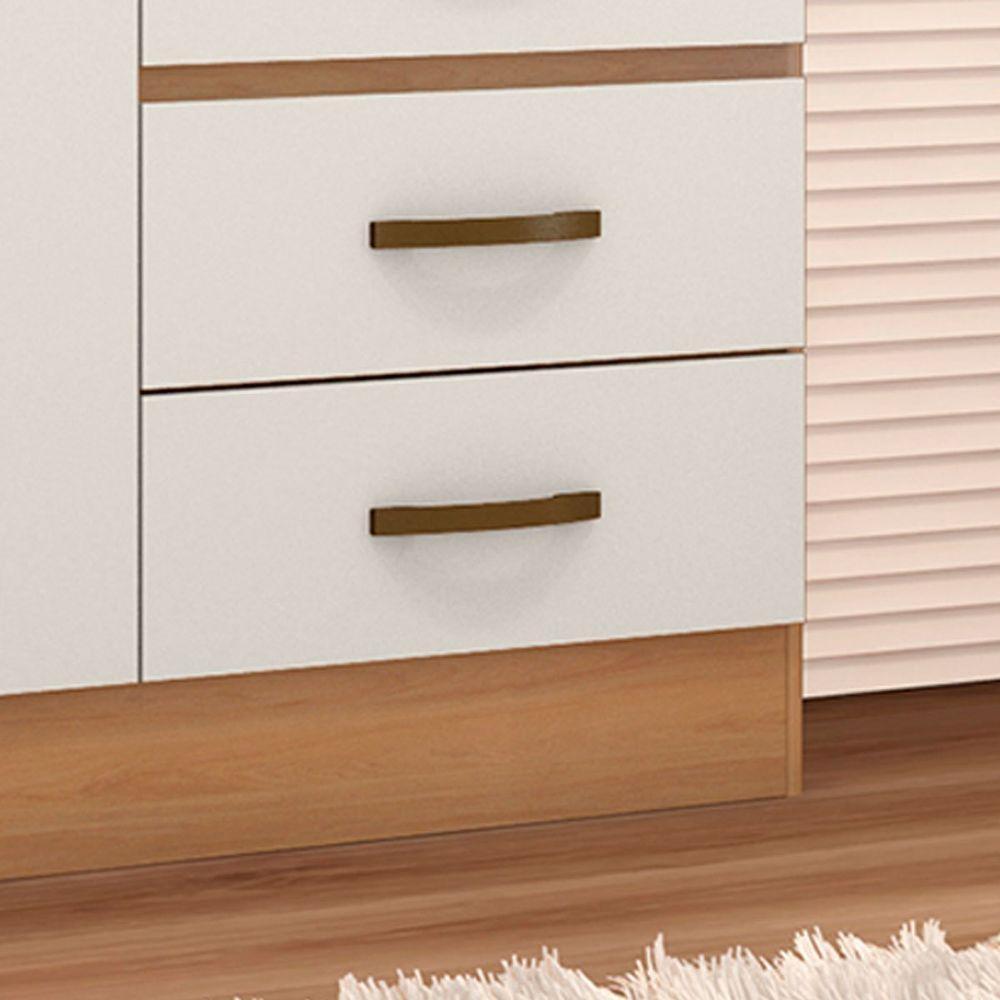 Cômoda Sapateira Para Quarto 2 Portas 4 Gavetas Lisa Nature-off White - 4