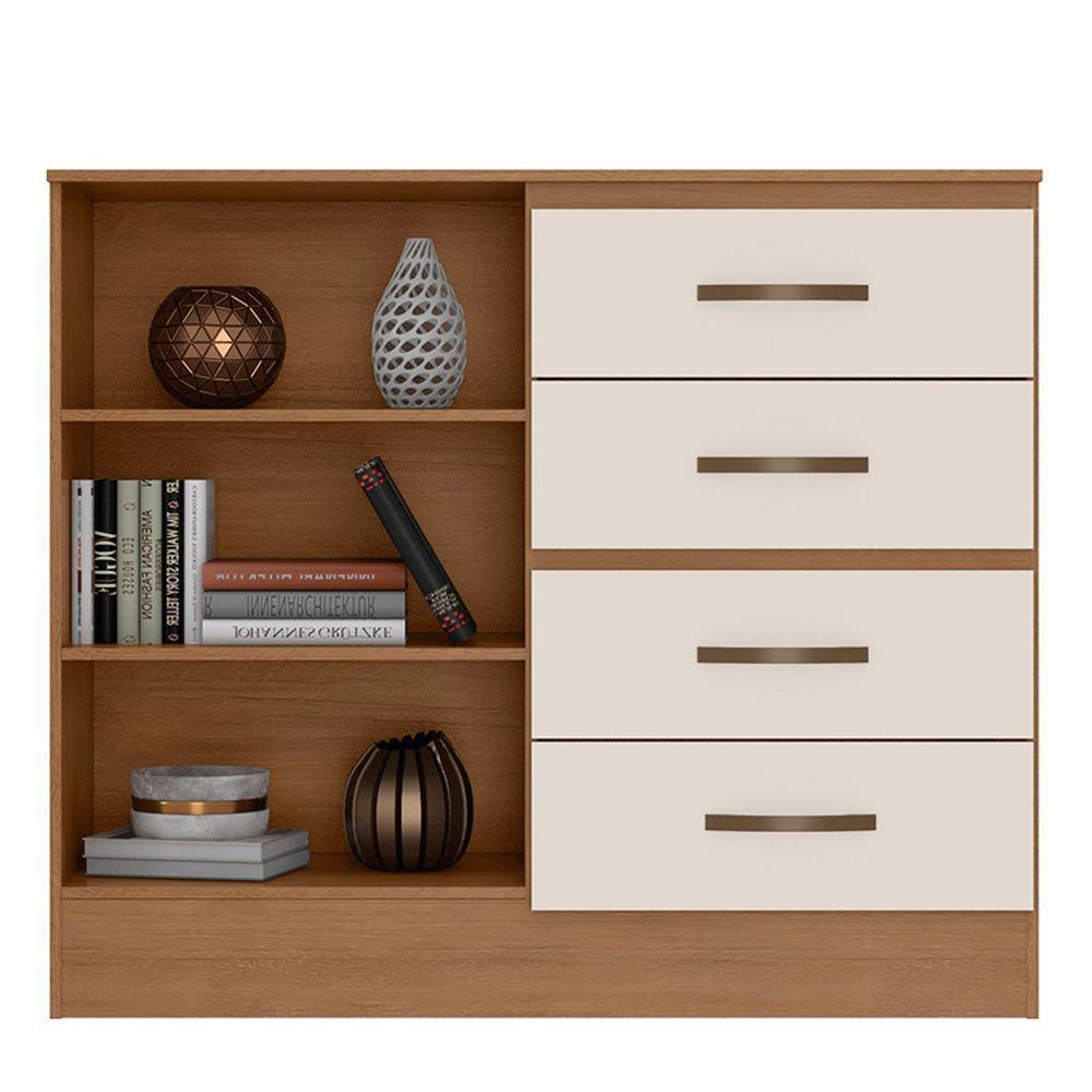 Cômoda Sapateira Para Quarto 2 Portas 4 Gavetas Lisa Nature-off White - 7