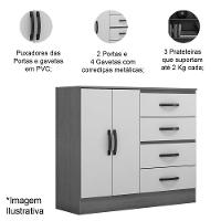 Cômoda Sapateira Para Quarto 2 Portas 4 Gavetas Lisa Nature-off White - 3