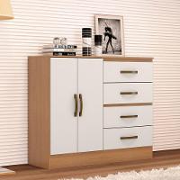 Cômoda Sapateira Para Quarto 2 Portas 4 Gavetas Lisa Nature-off White - 5