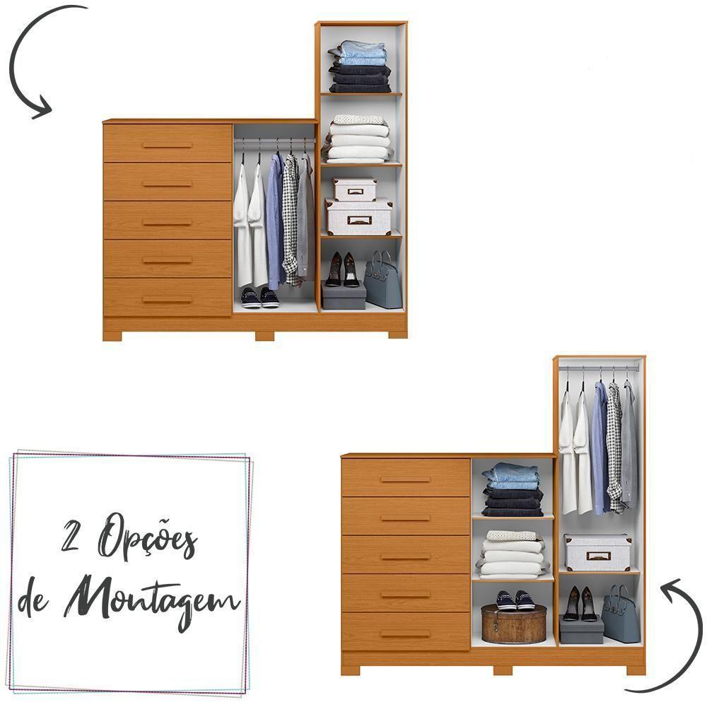 Comoda New Master Quarto Com 5 Gavetas 2 Portas E Espelho Cinamomo Cinamomo - 2