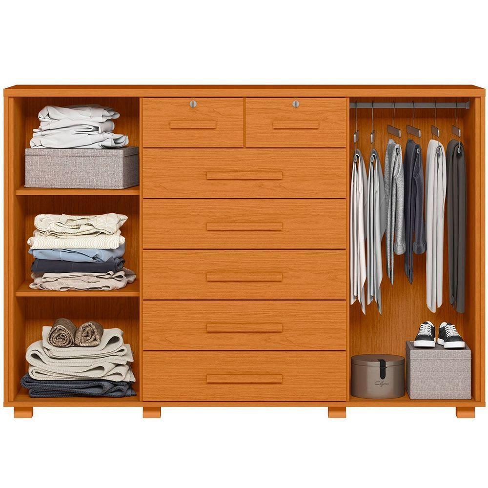 Cômoda Sapateira Grande Para Quarto 7 Gavetas 2 Portas Mdp-mdf Santana Cinamomo - 7