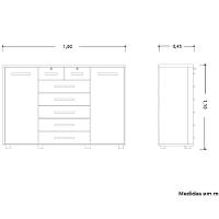 Cômoda Sapateira Grande Para Quarto 7 Gavetas 2 Portas Mdp-mdf Santana Cinamomo