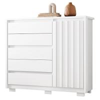 Cômoda Sapateira Quarto Duetto 05 Gavetas E 1 Porta Ripada Branco Branco - 1