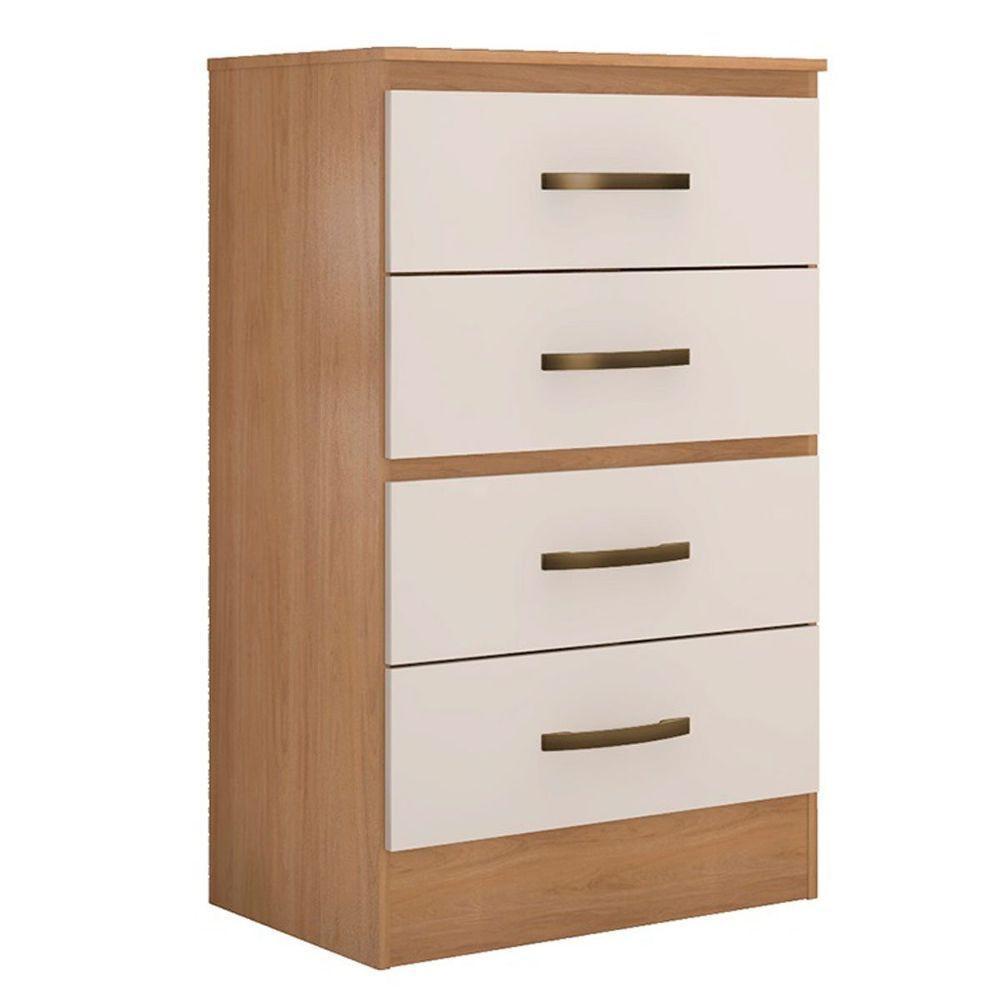 Cômoda Para Quarto 4 Gavetas Lisa Mdp Nature-off White - 1
