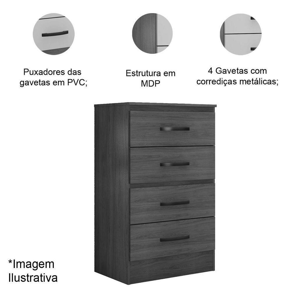 Cômoda Para Quarto 4 Gavetas Lisa Mdp Nature-off White - 2