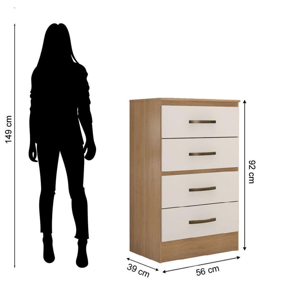 Cômoda Para Quarto 4 Gavetas Lisa Mdp Nature-off White - 4