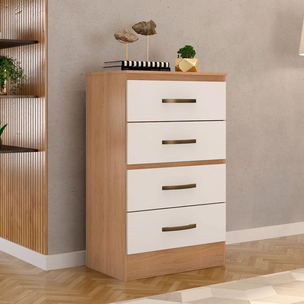 Cômoda Para Quarto 4 Gavetas Lisa Mdp Nature-off White - 6