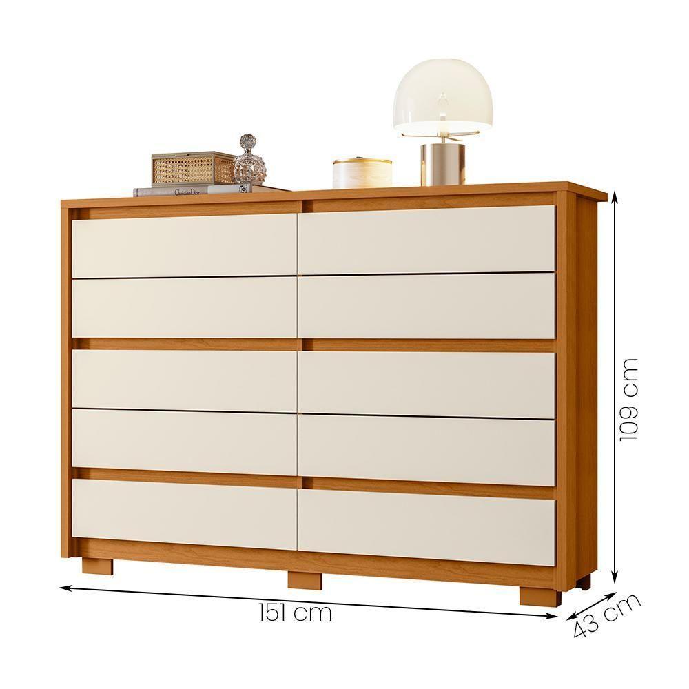 Cômoda Quarto Duetto Com 10 Gavetas Cinamomo/off White Cinamomo/off White - 2