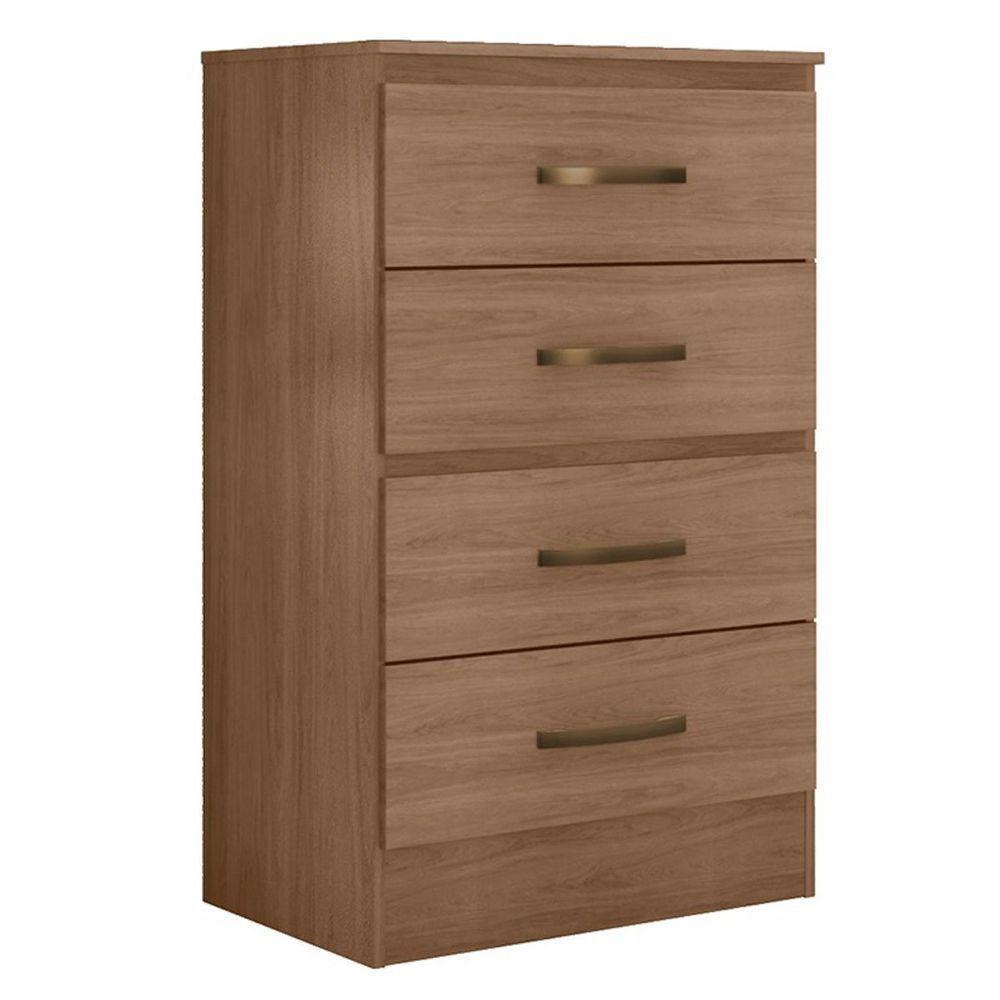 Cômoda Para Quarto 4 Gavetas Lisa Mdp Carvalho Oak - 1