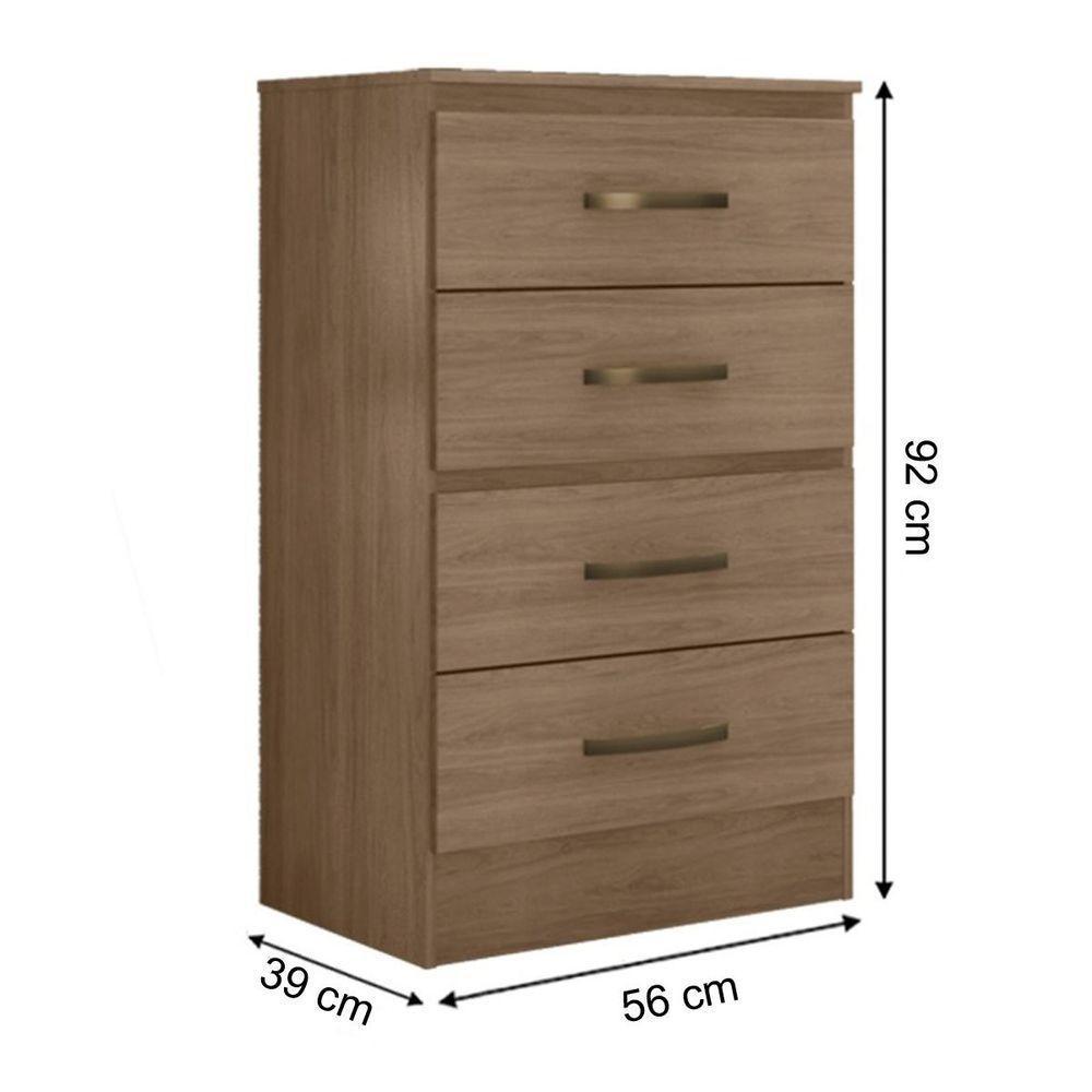 Cômoda Para Quarto 4 Gavetas Lisa Mdp Carvalho Oak - 5