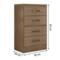 Cômoda Para Quarto 4 Gavetas Lisa Mdp Carvalho Oak - 5