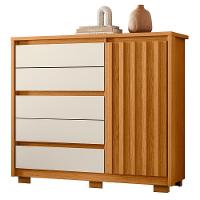 Cômoda Sapateira Quarto Duetto 05 Gavetas E 1 Porta Ripada Cinamomo/off White Cinamomo/off White - 1