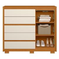 Cômoda Sapateira Quarto Duetto 05 Gavetas E 1 Porta Ripada Cinamomo/off White Cinamomo/off White - 3