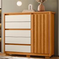 Cômoda Sapateira Quarto Duetto 05 Gavetas E 1 Porta Ripada Cinamomo/off White Cinamomo/off White - 4