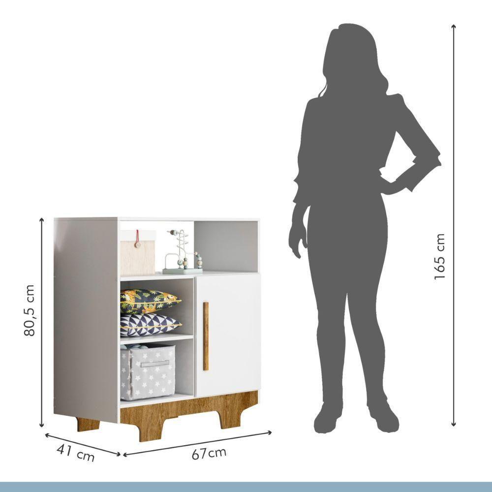 Cômoda Flocos 1 Porta 3 Prateleiras Tigus Baby Branco Madeirado Ypê - 3