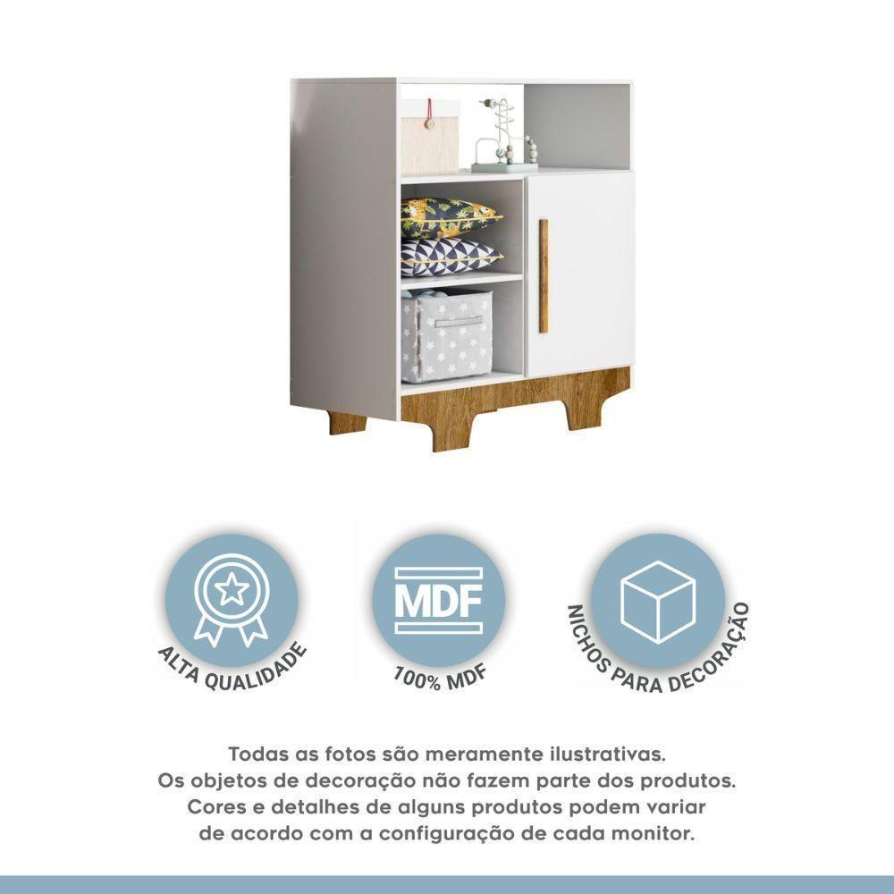 Cômoda Flocos 1 Porta 3 Prateleiras Tigus Baby Branco Madeirado Ypê - 5