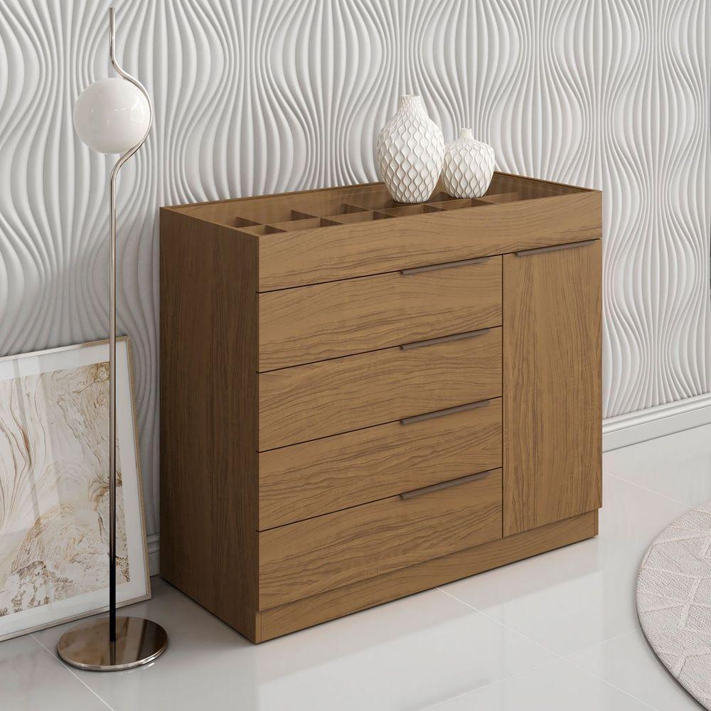 Cômoda 5 Gavetas 1 Porta C- Porta Joias Oliveira Atacama - 2