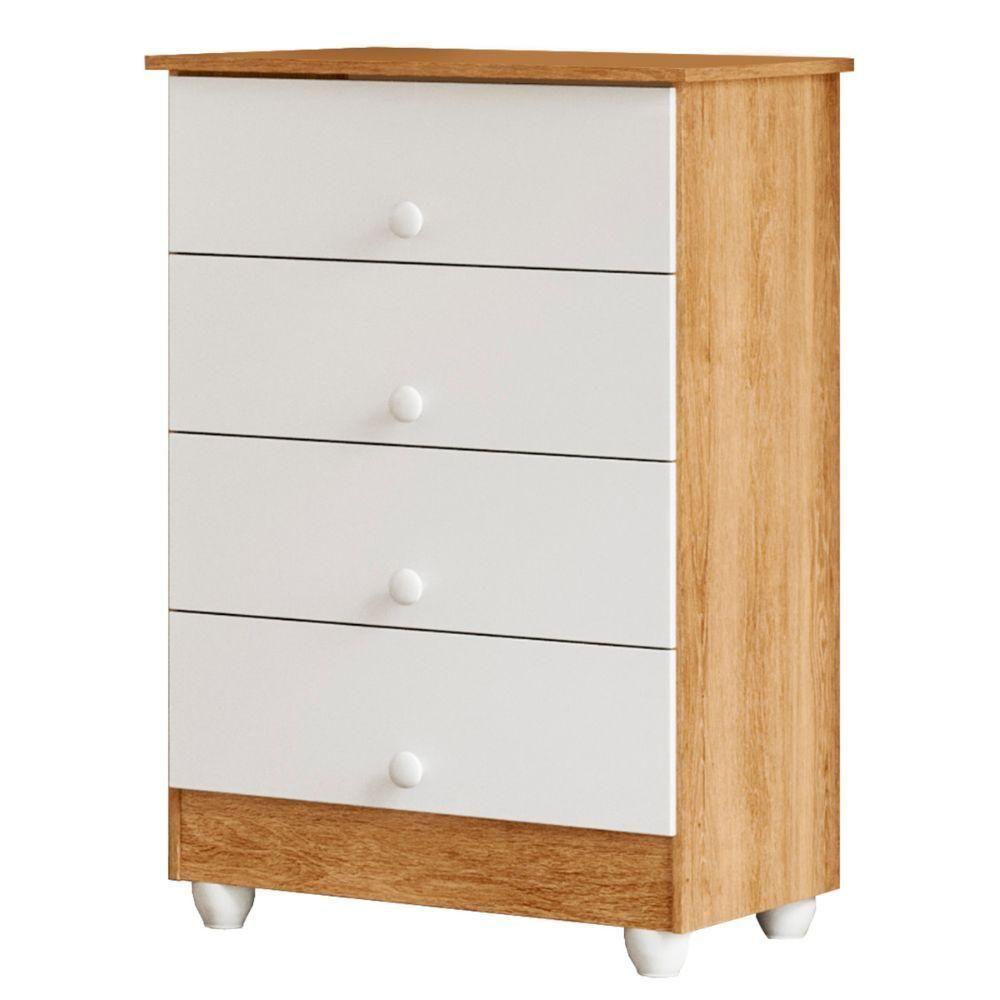Cômoda Soft 4 Gavetas Tigus Baby Branco Madeirado Ypê - 1