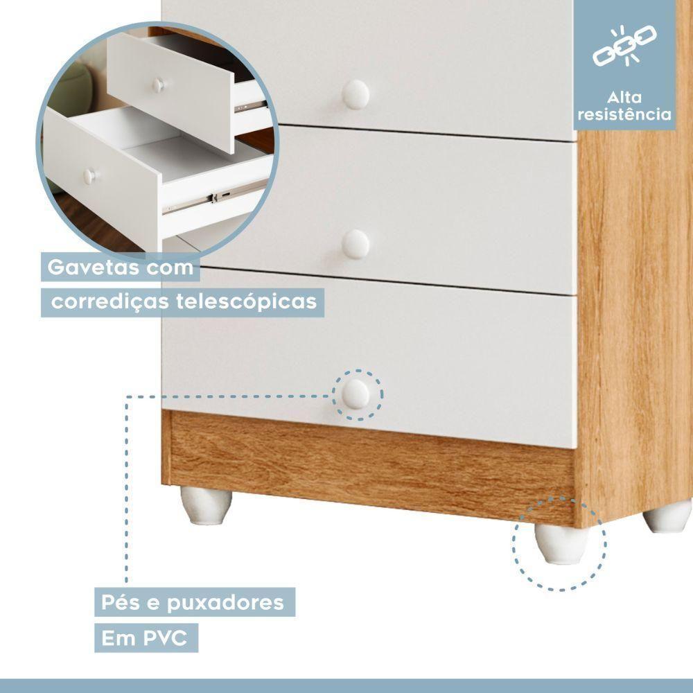 Cômoda Soft 4 Gavetas Tigus Baby Branco Madeirado Ypê - 2
