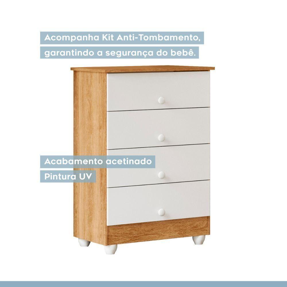 Cômoda Soft 4 Gavetas Tigus Baby Branco Madeirado Ypê - 5