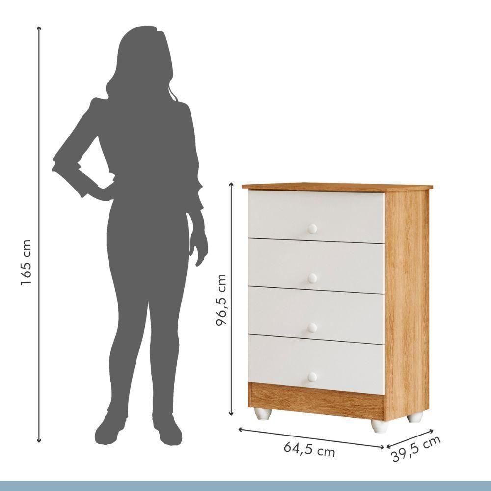 Cômoda Soft 4 Gavetas Tigus Baby Branco Madeirado Ypê - 6