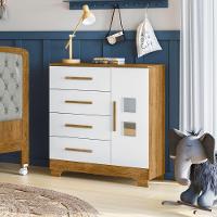 Cômoda Fly 1 Porta E 4 Gavetas Tigus Baby Branco Madeirado Ypê - 2