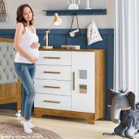 Cômoda Fly 1 Porta E 4 Gavetas Tigus Baby Branco Madeirado Ypê