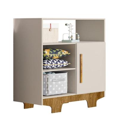 Cômoda Flocos 1 Porta 3 Prateleiras Tigus Baby Off White Madeirado Ypê