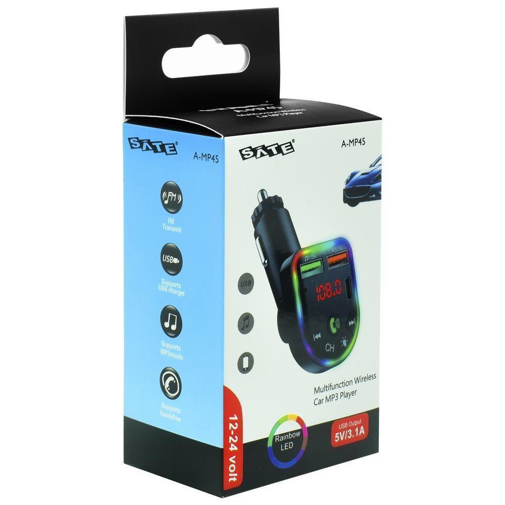 Transmissor Digital Para Carro Satellite A-mp45 Led - Bluetooth - Fm - Mp3 - Usb - Usb-c - Preto - 3