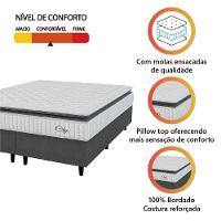 Cama Box Colchão Casal King Molas Ensacadas City Pillow Top 193x203x61cm Cinza Branco - 3