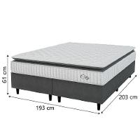 Cama Box Colchão Casal King Molas Ensacadas City Pillow Top 193x203x61cm Cinza Branco - 5