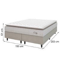 Cama Box Colchão Casal King Molas Ensacadas City Pillow Top 193x203x61cm Bege Branco Hellen - 6