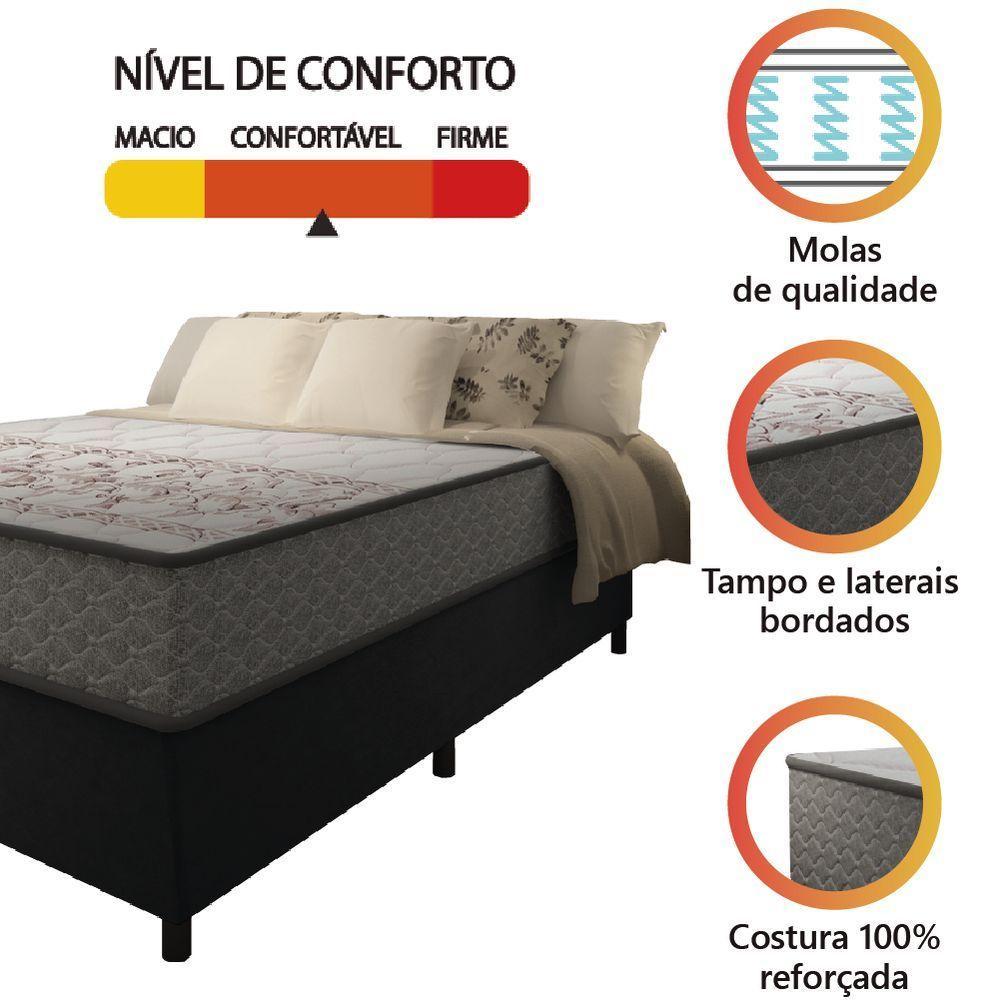 Cama Box Casal Colchão Molas Flora Gazin Cinza/branco 138x188x60cm Até 110 Kg Por Pessoa - 3