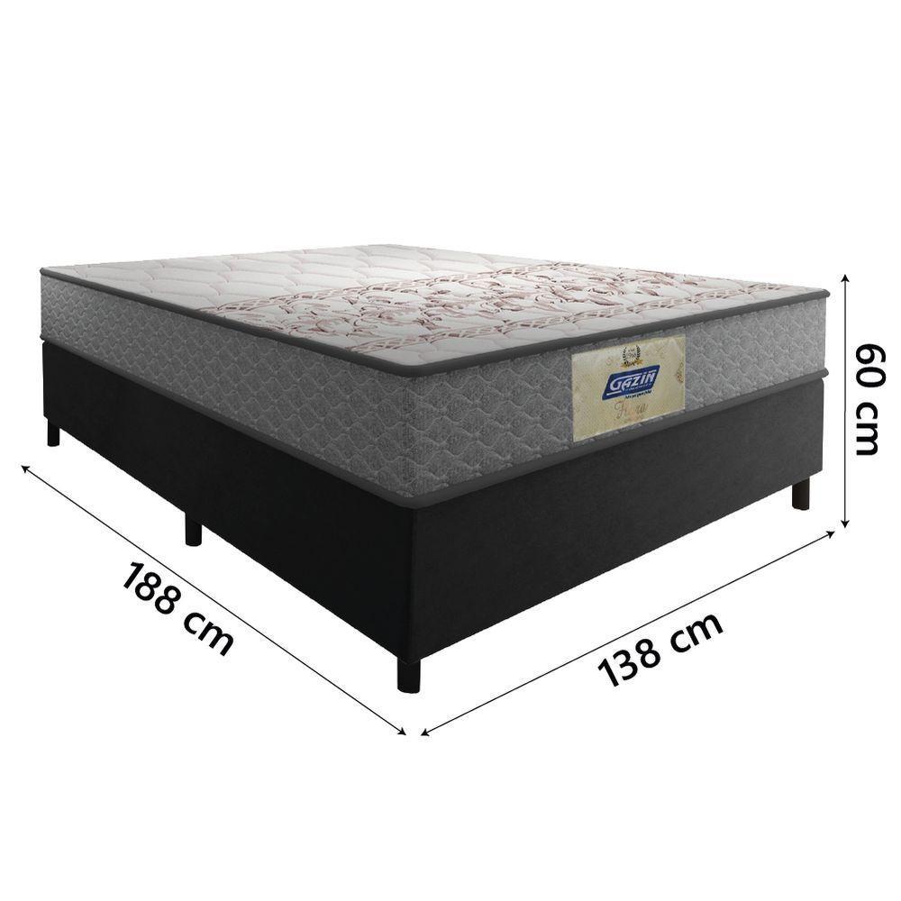 Cama Box Casal Colchão Molas Flora Gazin Cinza/branco 138x188x60cm Até 110 Kg Por Pessoa - 5