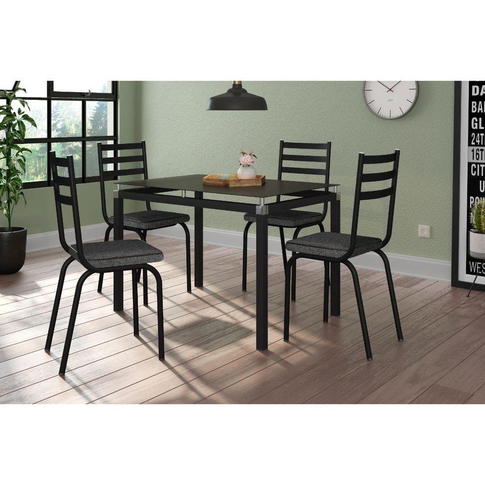 Conjunto De Mesa Malva 107Cm 4 Cadeiras 118 Tampo Em Vidro - 1