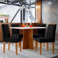 Conjunto Mesa De Jantar 1,20m Anitta Tampo Mdf Com Vidro E 4 Cadeiras Ana Ypê Off White - 1