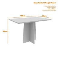 Conjunto Mesa De Jantar 1,20m Anitta Tampo Mdf Com Vidro E 4 Cadeiras Ana Ypê Off White - 2