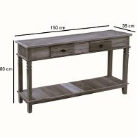 Aparador Tradicional Madeira Maciça 1,5 M 2 Gavetas - Natural - 3