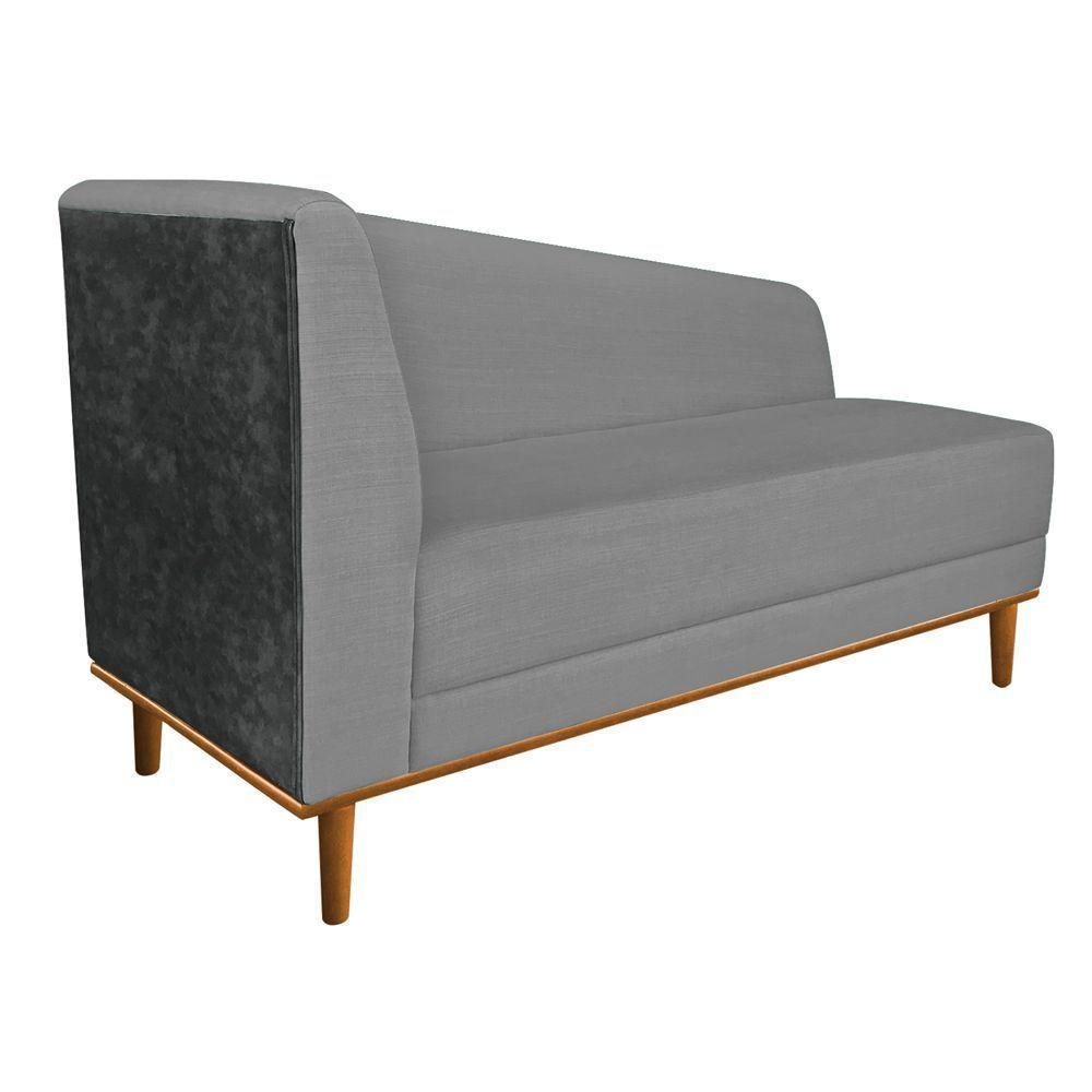 Recamier Monet Composê Corano Preto Com Linho Base de Madeira Linho A26 Grafite - 1