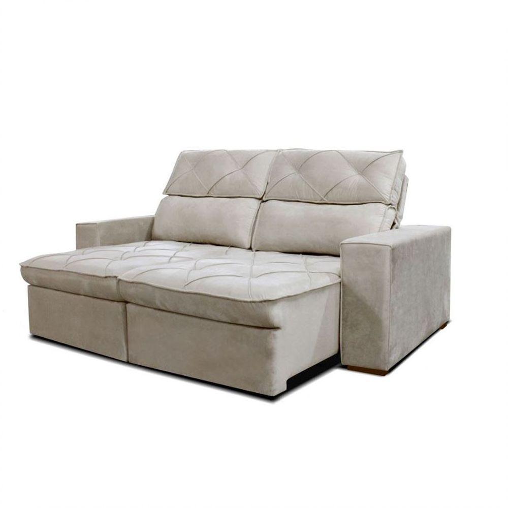 Estofado Cheer Solar 3 Lugares Assento Retrátil E Encosto Reclinável Gralha Azul Bege - 1