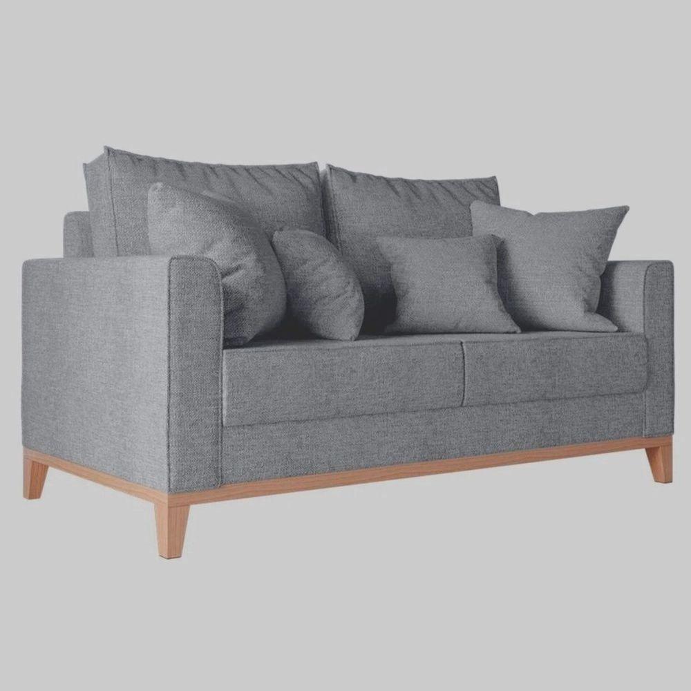 Sofá 2 Lugares Benny Base Pés Madeira Em Linho Cotton - 3