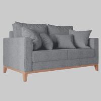 Sofá 2 Lugares Benny Base Pés Madeira Em Linho Cotton - 1