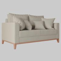 Sofá 2 Lugares Benny Base Pés Madeira Em Linho Cotton - 1