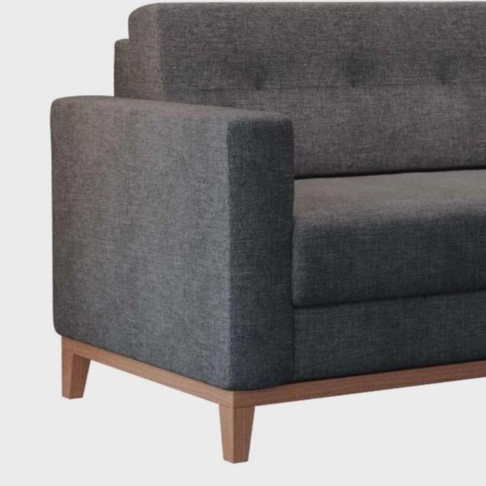 Sofá Com 3 Lugares Pés E Base Madeira Em Linho Cotton - 2